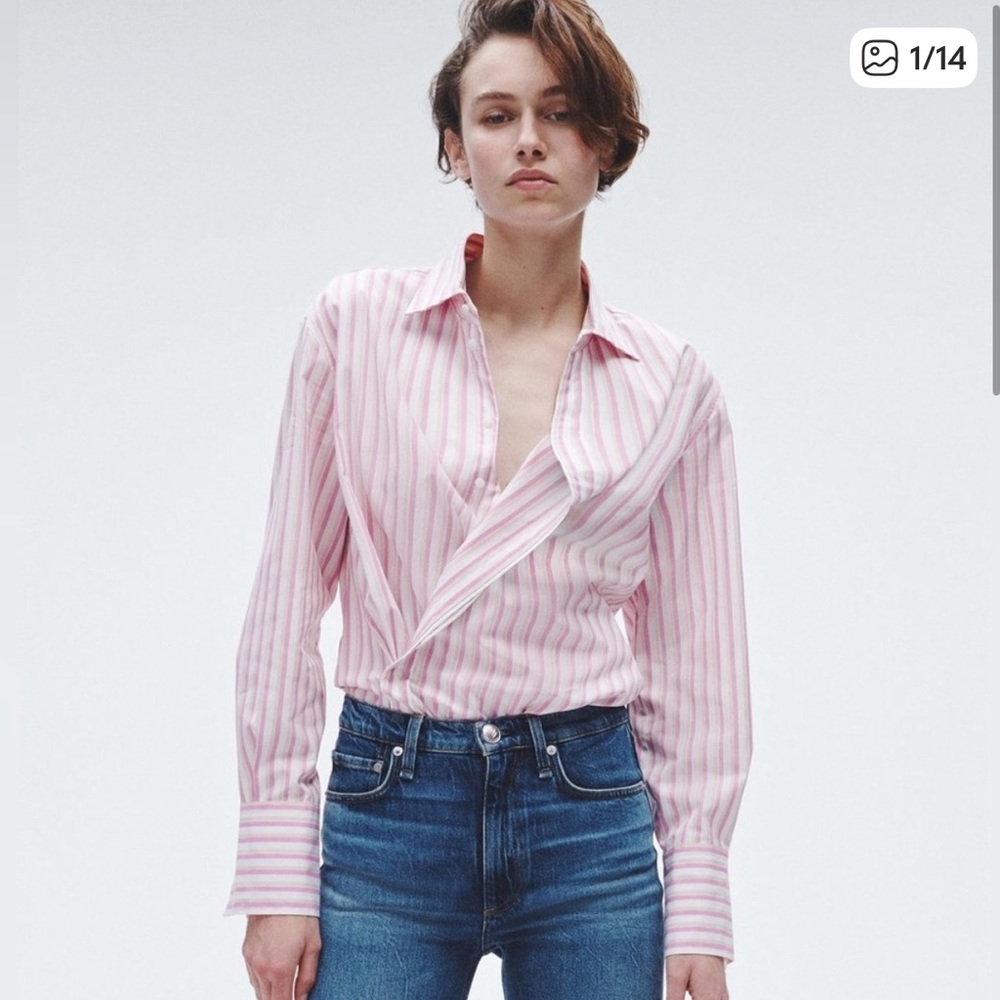 Classic Pink Striped Button Down Shirt